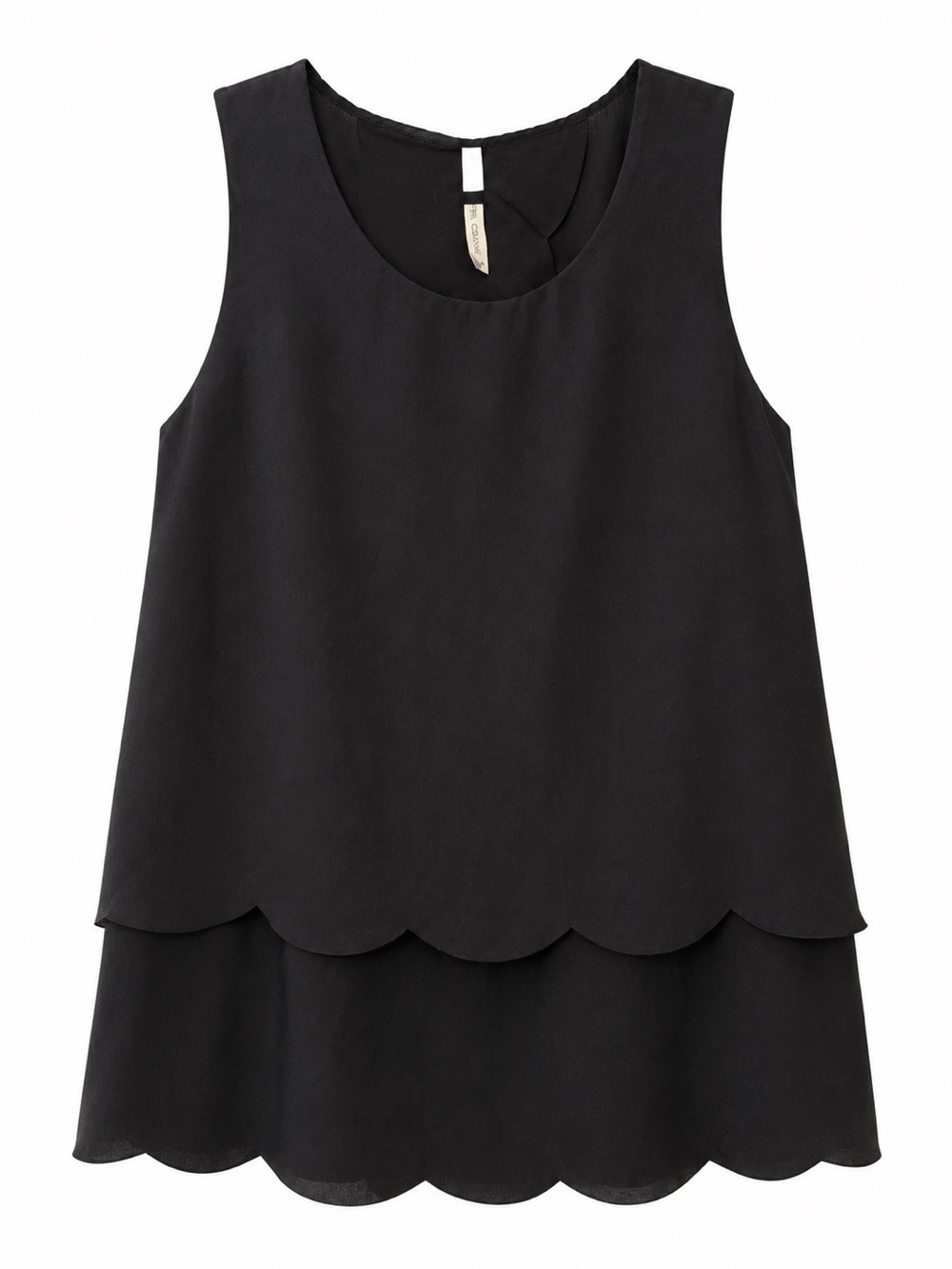 Paper Crane Black Scalloped Layered Sleeveless Blouse Top Size Medium